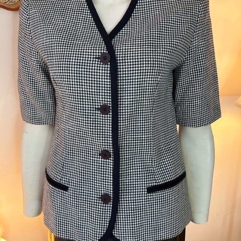 Vintage Women's Black and White Checkered Jacket